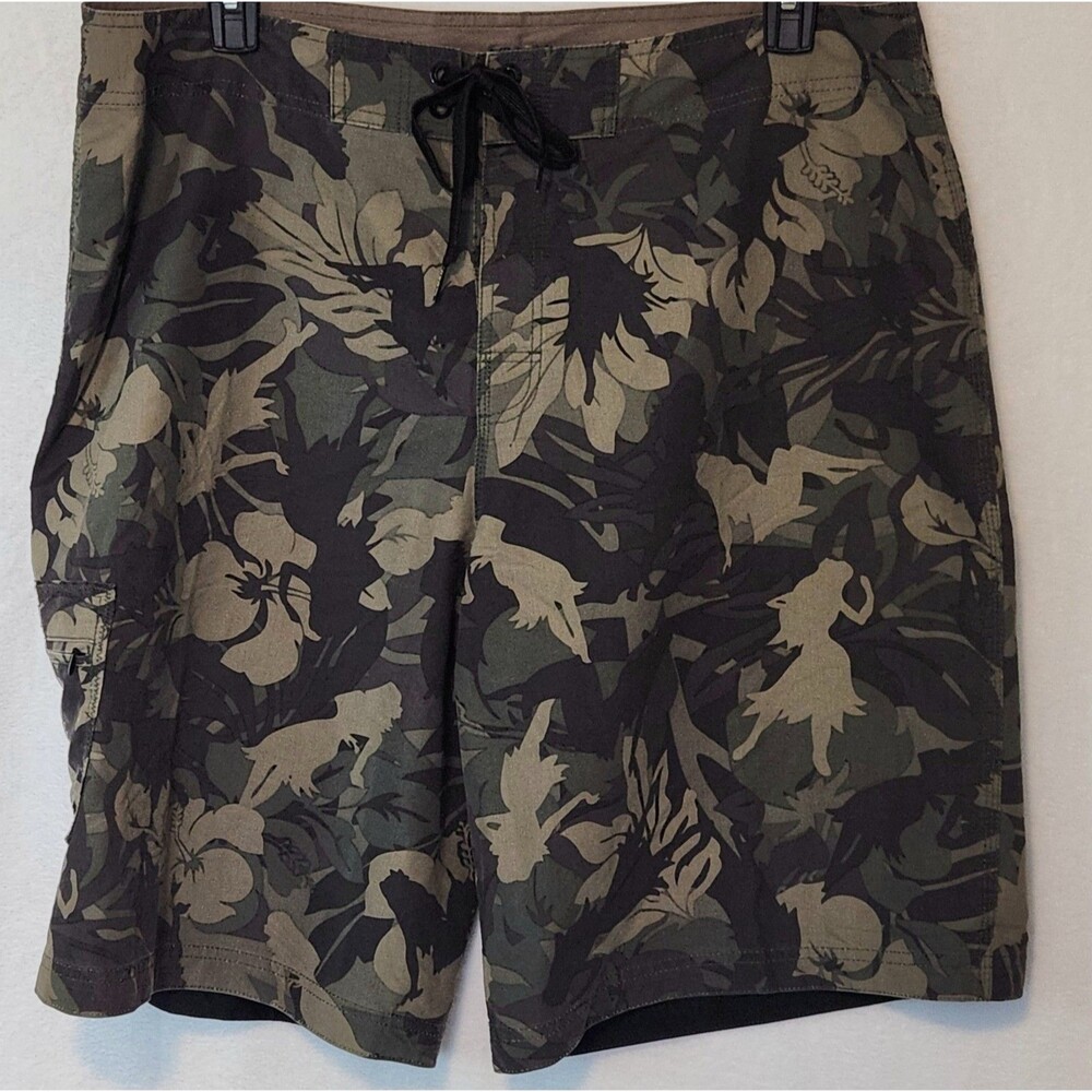 NWT Crazy Shirts Hawaii Men's 40 12" Hulaflage Camo Green Floral Board Shorts
